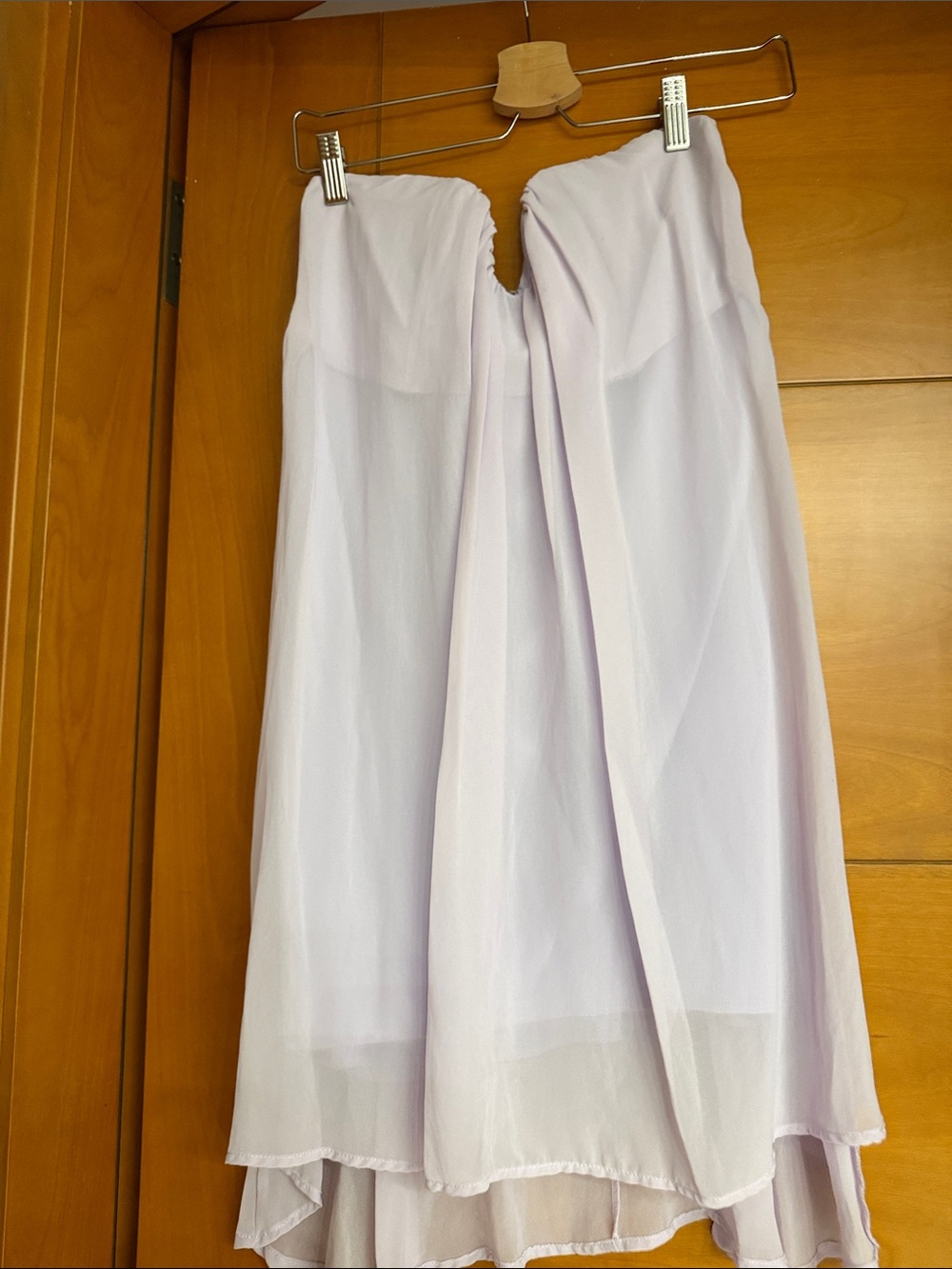 Strapless Lilac Chiffon Midi Dress - Elegant Evening Wear